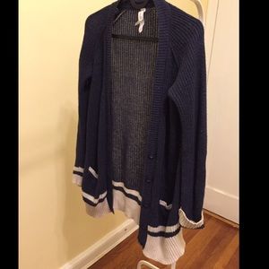 Blue and white cardigan